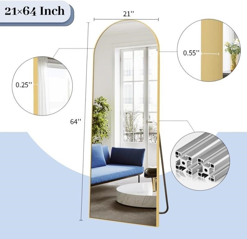 BEAUTYPEAK Arched Mirror Full Length, 64"x21"