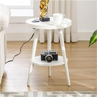Forevich Small End Table With Charging Station