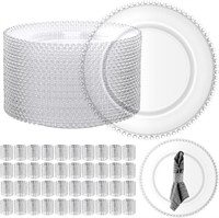 Dandat 50 Pack Clear Round Charger Plates With 50