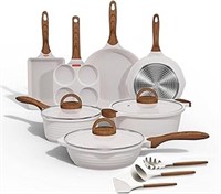 Jeetee Pots And Pans Set Nonstick White Granite