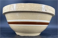 Antique Striped Stoneware Mixing Bowl In