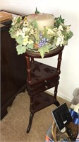 MAHOGANY PLANT STAND W/BRASS PLATE, 29" TALL
