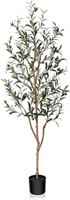 Kazeila Artificial Olive Tree 5FT Tall Faux Silk P