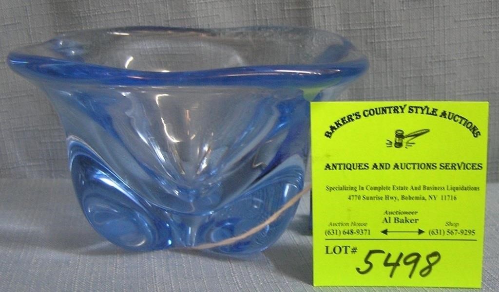 High quality blue art glass bowl