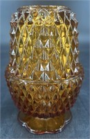 Antique Indiana Amber Diamond Fairy Lamp