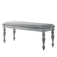Salines Upholstered Turned Leg Dining Bench in Rus