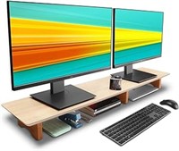 Aothia Large Dual Monitor Stand Riser, Solid Wood