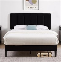 VECELO Full Bed Frame with Upholstered Headboard