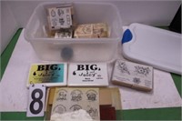 Small Tub of Rubber Stamps and Ink Pads