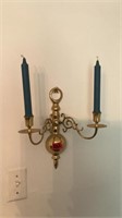 PAIR OF WALL HANGING BRASS CANDLE STICK HOLDERS