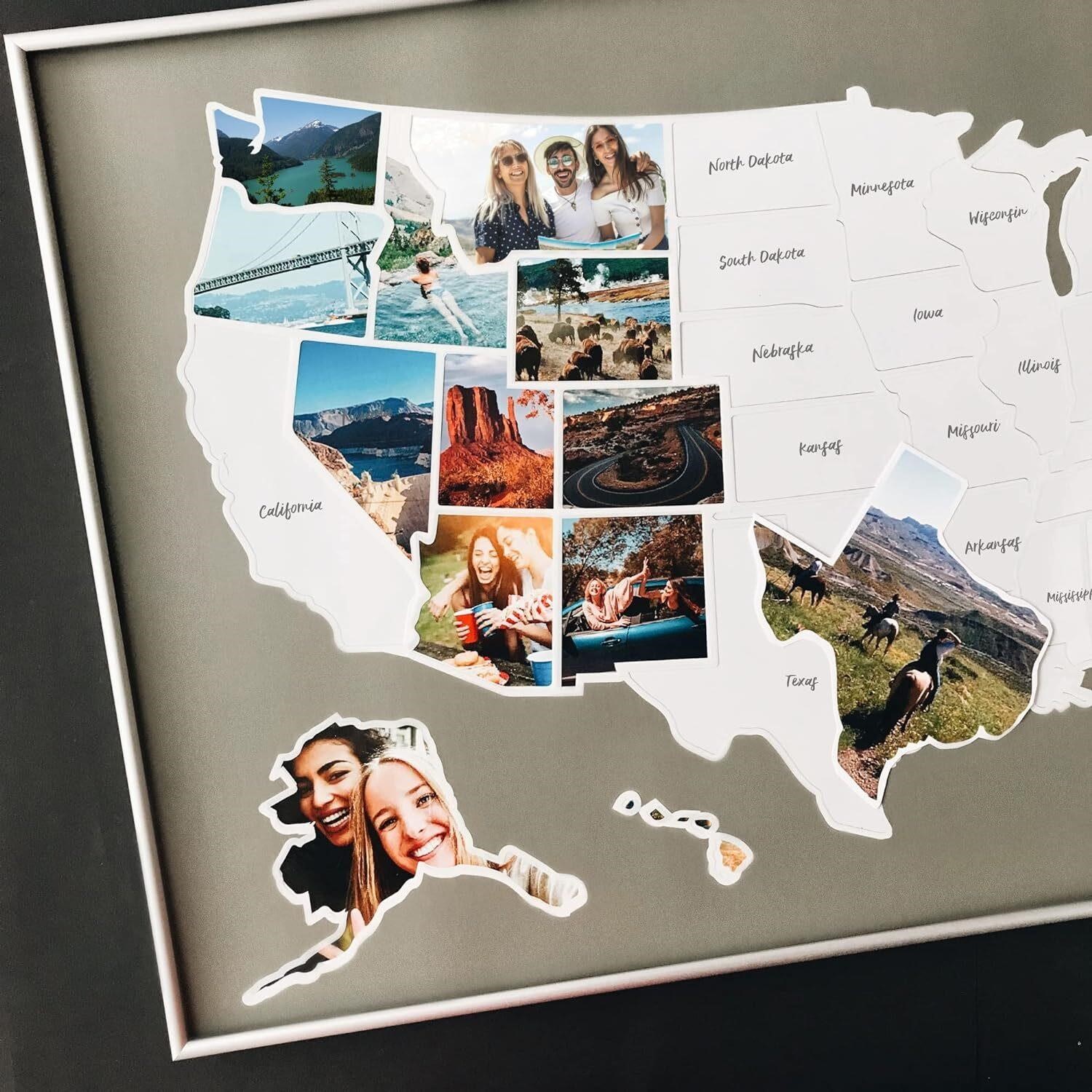 USA Photo Map - 50 States Travel Map - 24 x 36 in