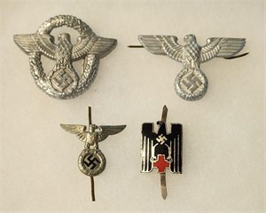 Four Authentic German Cap Insignia Badges