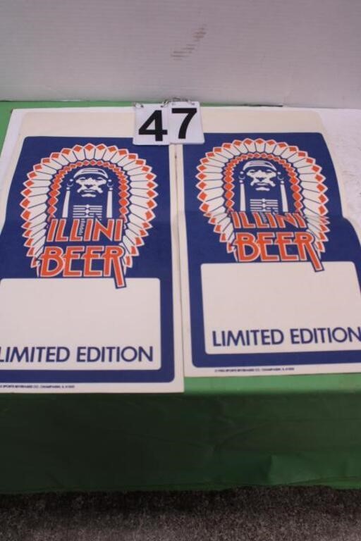 2 Illini Beer Limited Editio Posters 1983 23" X 11