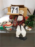 Box Of Assorted Holiday Decor Includes Robot -