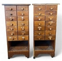 Pair of Vintage Wood Parts Cabinets.