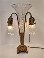 Antique 21" Art Nouveau Cut Glass Ormolu Lamp