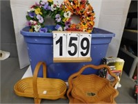 Blue Tote w/ Wreaths ~ Collapsible Baskets