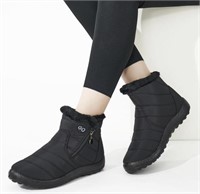 WOMEN'S 6.5 BLACK FUR LINED WINTER ANKLE BOOTS