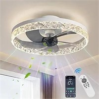 Ahawill Crystal Ceiling Fans With Lights,19.7"