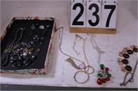 Flat Of Costume Jewelry Includes Holiday Necklace