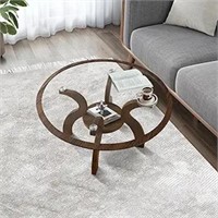 Novadã‰chom Round Glass Coffee Table With Open