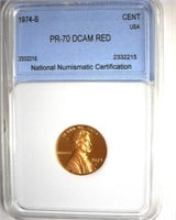 1974-S Cent PR70 DCAM RD LISTS $10000