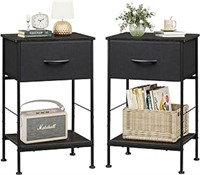 Wlive Nightstand Set Of 2, End Table With Fabric