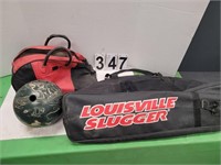 Bowling Ball w/ Bag & Louisville Slugger Bag