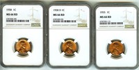 1955 1958 1958-D Cent NGC MS66 RD LISTS $111