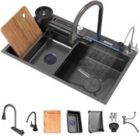 Black 31.5 Kitchen Sink with LED  Faucet