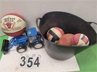 Basket w/ Tractor & Sports Balls