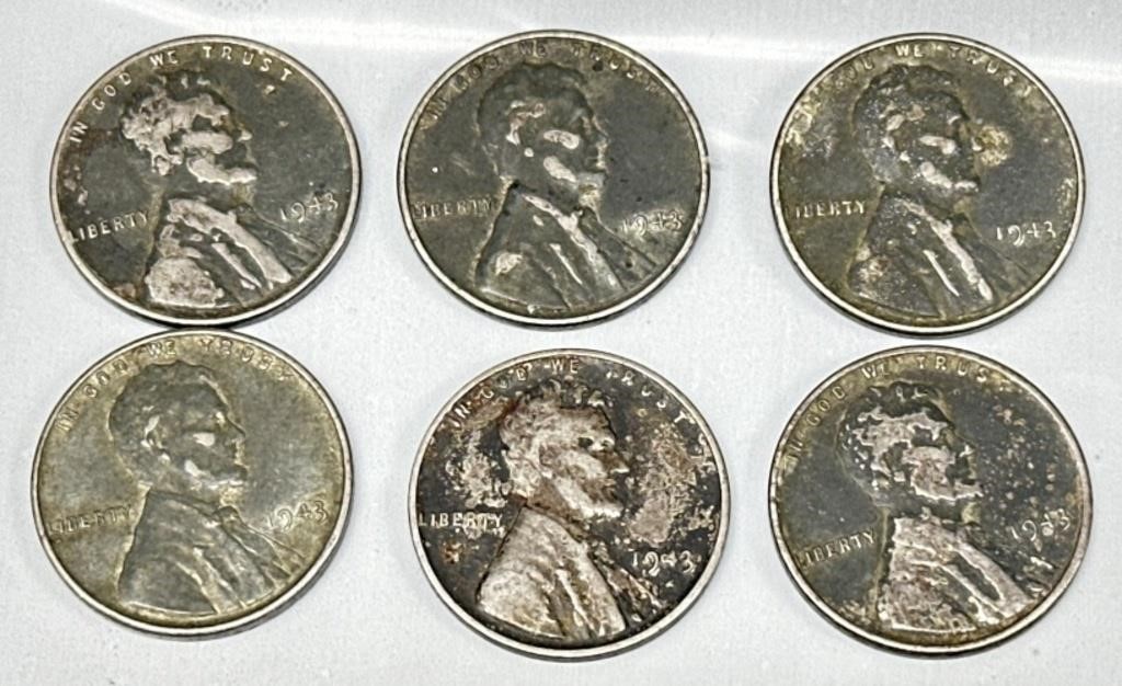 (II) 1943 Steel Pennies. Face Value $.06