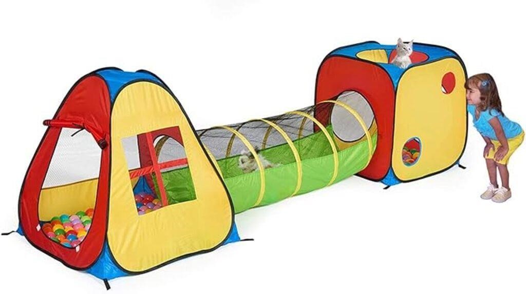 Utex 3 In 1 Pop Up Play Tent With Tunnel, Ball Pit