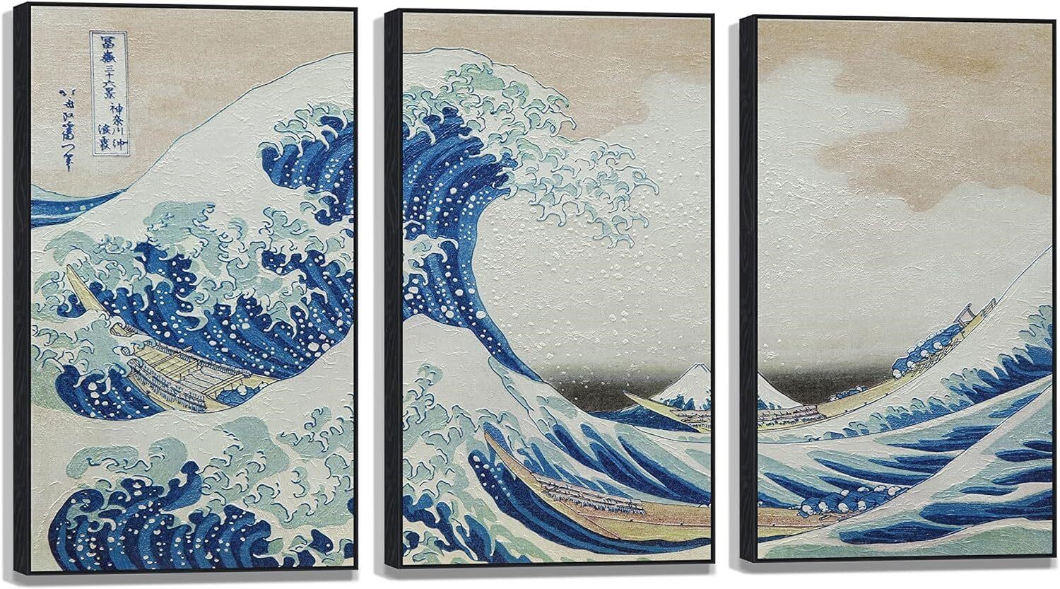 Hokusai Fuji 3D Print 22x40x0.83 Set of 3