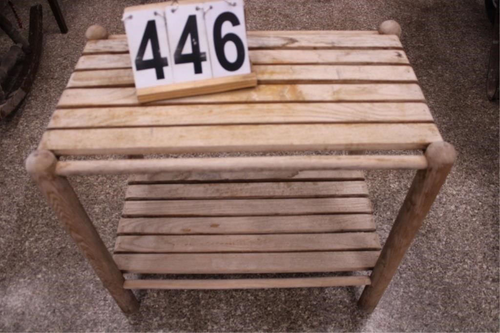 Wood 2 Shelf Patio Table 22.5" T X 25.5" W-