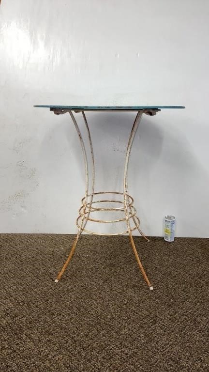 Vintage Mod / industrial patio side table - 28"h