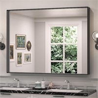 48 X 36" Black Metal Framed Bathroom Wall Mirror