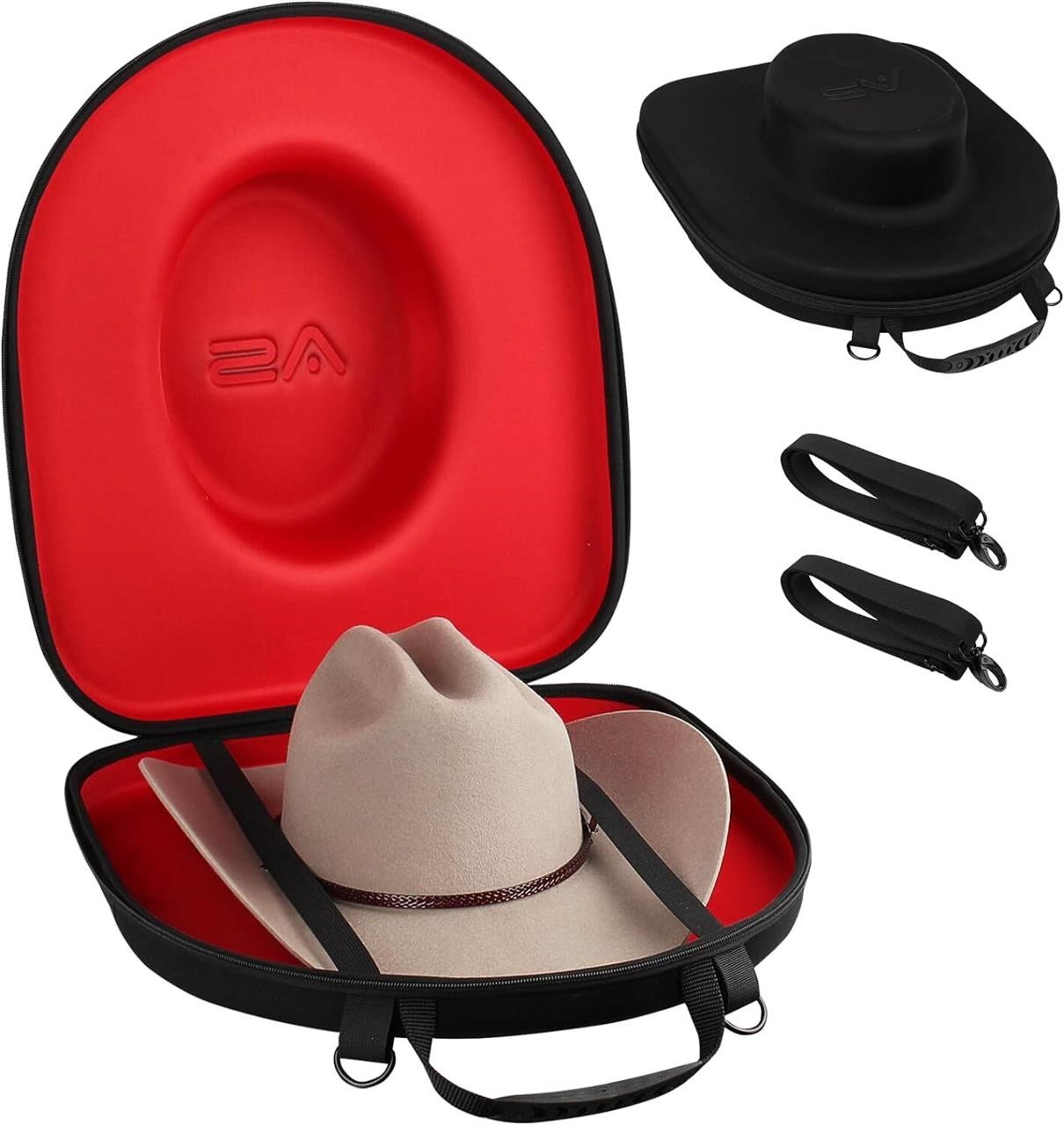 Travel Case for Cowboy Hats - Black Red  Large