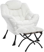 White Chair with Ottoman  47x35x34  Cream