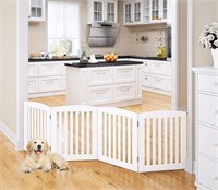 PAWLAND Wooden Pet Gate  24in 4-Panel  White