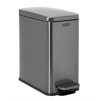 Stainless Steel Slim Step-on Trash Can, 2.6-gallon