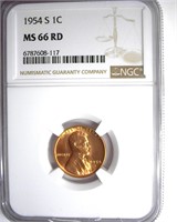 1954-S Cent NGC MS66 RD
