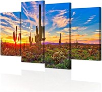 Duobaorom 4 Panel Saguaro Cactus In Arizona Desert