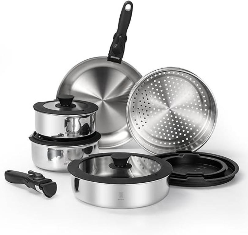 Roydx Pots And Pans Set, 16 Piece Stainless Steel