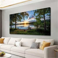 Forest Lake Sunrise Canvas Art 30x60inches