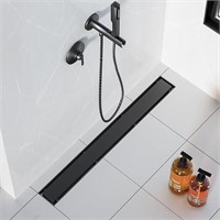 Neodrain 28-inch Black Linear Shower Drain,with 2-