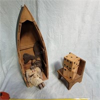 BARN 6pc wooden decor decor canoe wooden dice cat