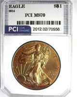 2014 Silver Eagle PCI MS70 Golden Toning