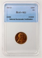 1951-D Cent MS67+ RD Lists $975