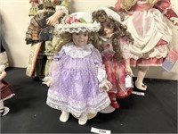 Pair Of Vintage Dolls On Stands